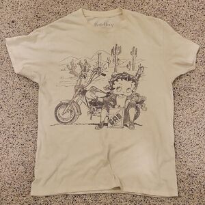 Vintage Style Betty Boop Motorcycle Tee Shirt Sleeve Shirt Medium